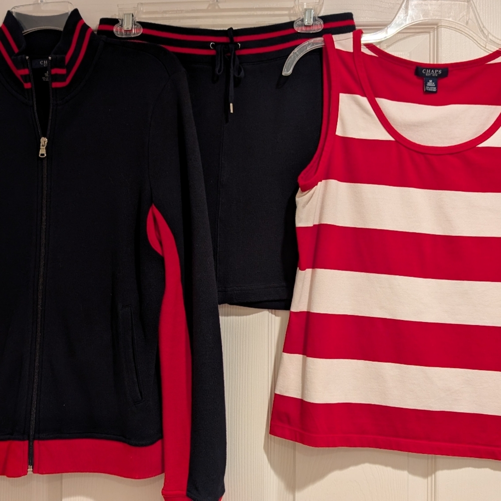 Three-Piece chaps sporty skirt set.